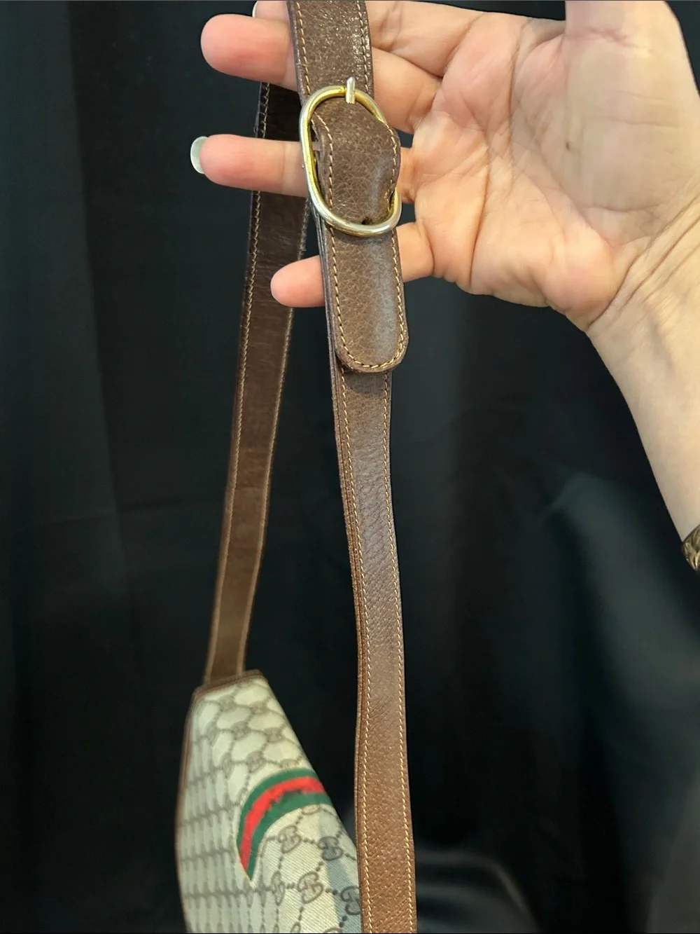 VTG Gucci Ophidia Coated Canvas Shoulder bag w/ Brown Trim Red/Green Sherry Line - Picture 13 of 17